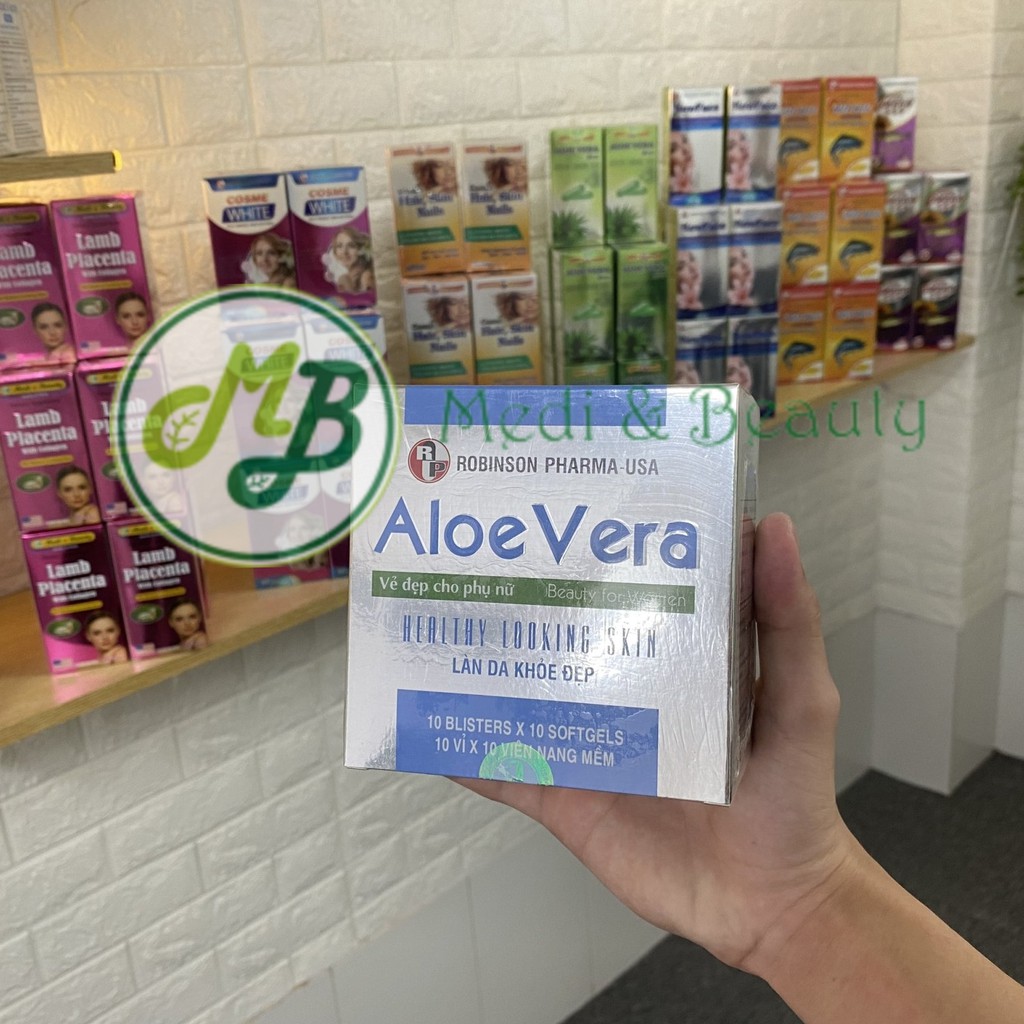 Combo 2 hộp Dưỡng da, Thải độc, Ngăn Lão Hóa ALOE VERA Sữa Ong Chúa hộp 100 viên