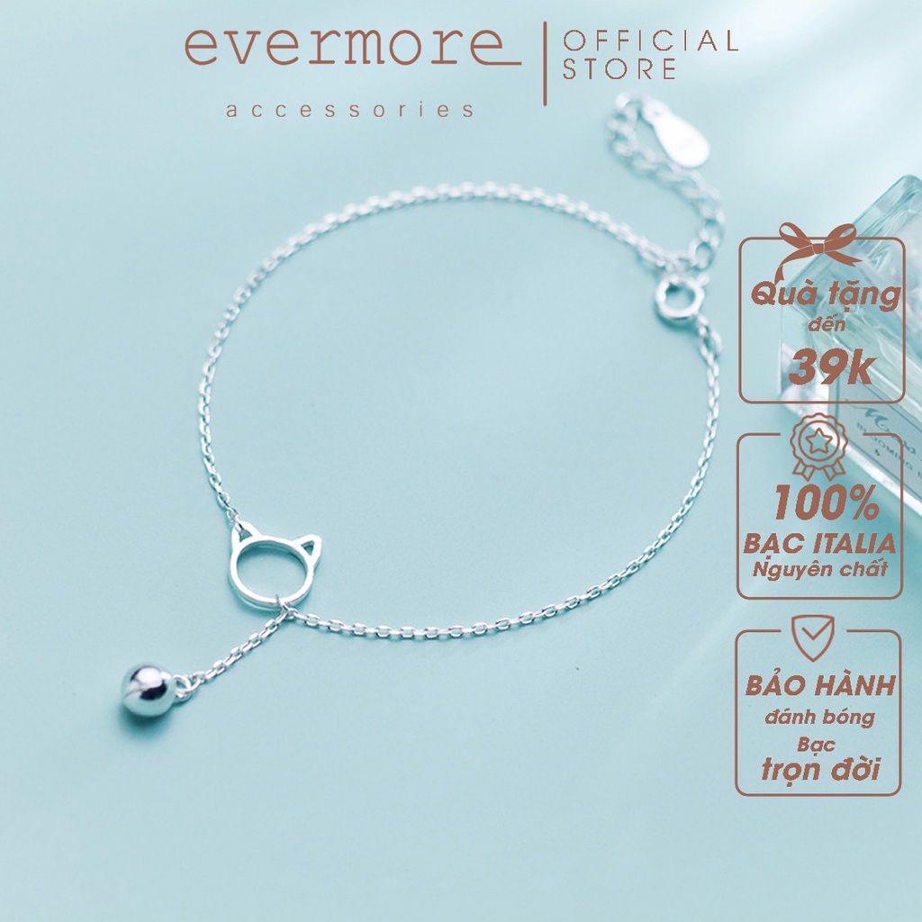 Vòng tay bạc EVERMORE, lắc tay chuông mèo bạc Ý 925 nguyên chất, phong cách thanh lịch, minimalism L003