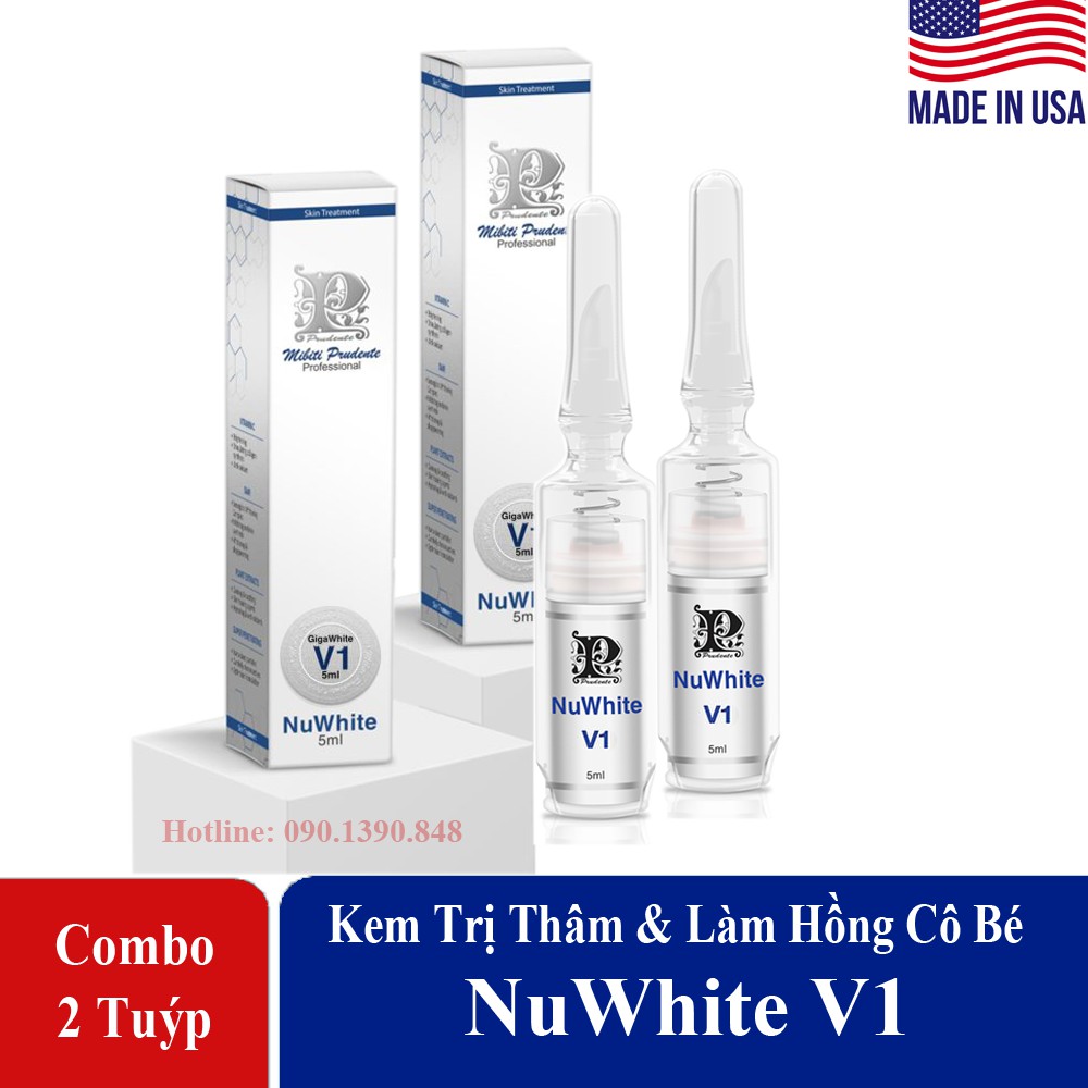 [Bộ 2 Tuýp] Kem Làm Hồng Vùng Kín GigaWhite V1 (5ml) -Hàng Mỹ, Đầu Vát, Có Tem. Bao Sài Không Hồng - Không Lấy Tiền.