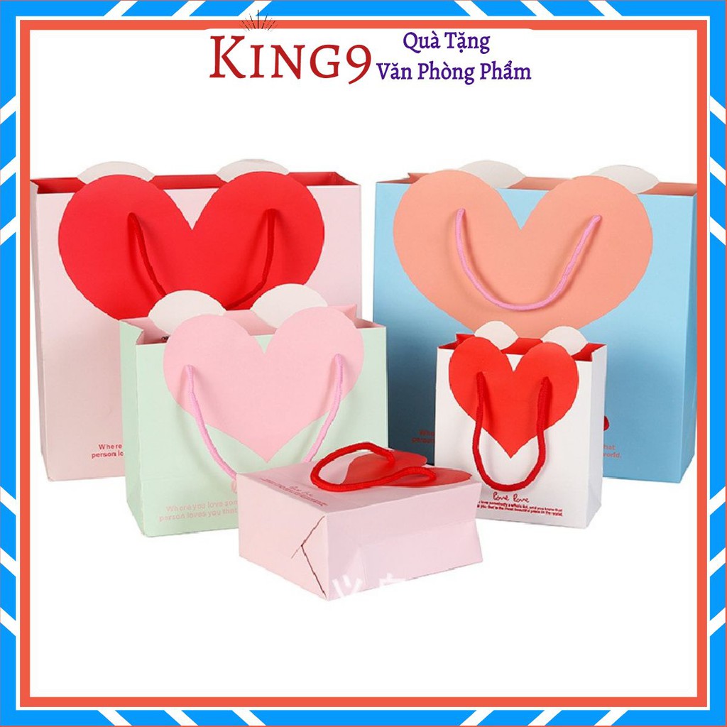 Túi quà giấy hình trái tim nhiều mẫu quà tặng sinh nhật valentine phụ kiện thời trang king9