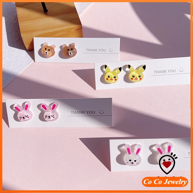 925 Earrings Female Cartoon Small Student Ear Clip 2021 New Small Fresh Girl Mini Small Colorful Fashion Accessories Jewelry