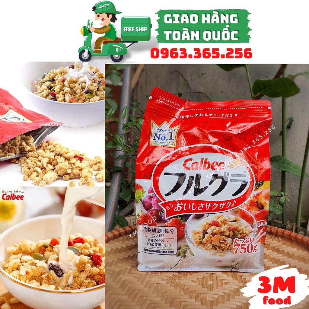 Ngũ cốc calbee nhật bản zip 750gr nguồn dinh dưỡng cho bữa ăn sáng, ăn bữa phụ [ Hỏa tốc tại Hà Nội ] 3M Food DK