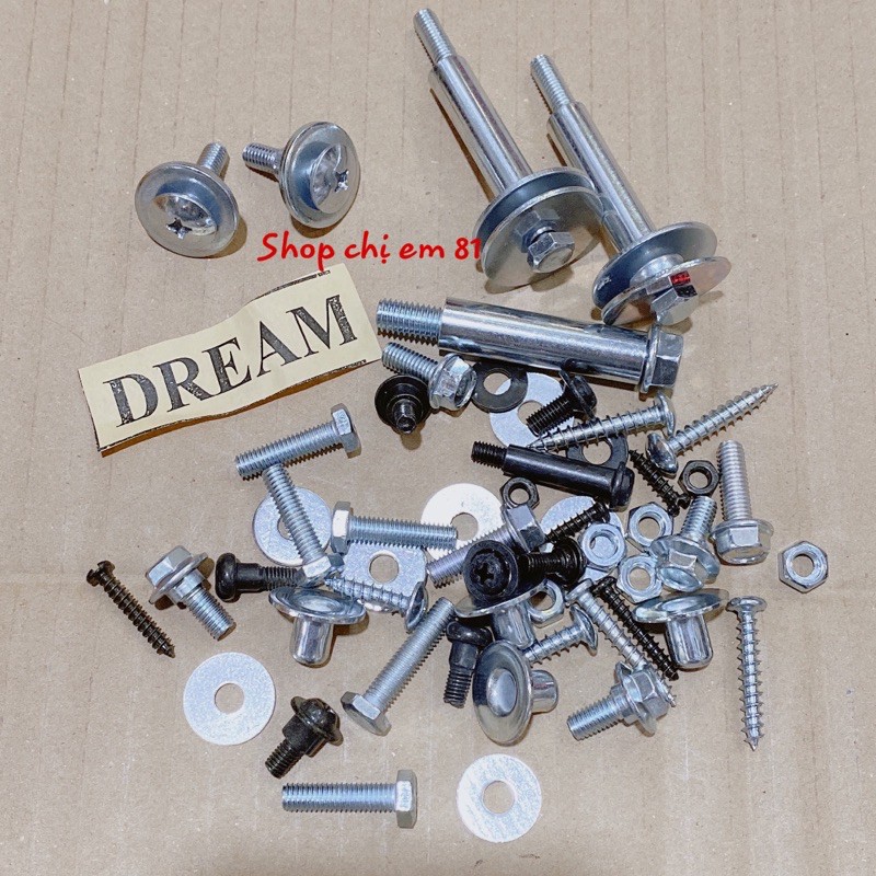 Bộ ốc áo xe dr Dream có sẵn ốc bắt bửng hàng loại 1