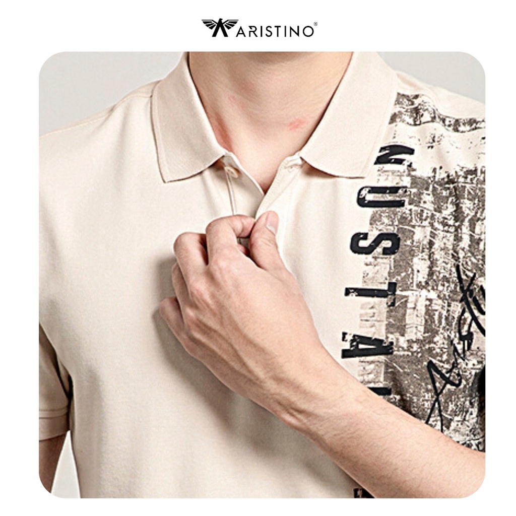 Áo Polo, Thun Nam ARISTINO Cao Cấp, Có Cổ, In Khắc Họa Phố Cổ Hà Nội - APS064S1