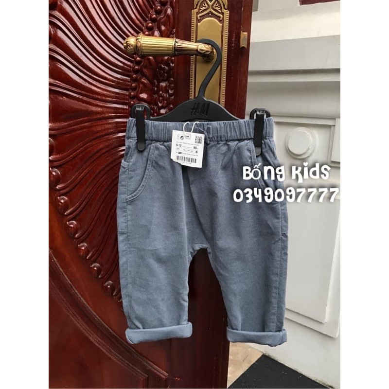 Quần Jogger Nhung Bé Trai 2 Lơp Xanh Denim ZR