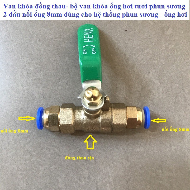 van khóa ống phun sương (2 đầu gắn ống 8mm) - van khóa ống khí