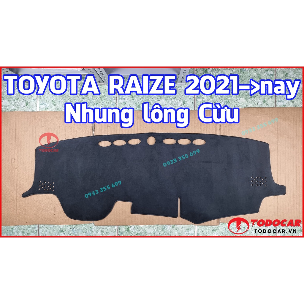 Thảm Taplo TOYOTA RAIZE bằng Nhung lông Cừu, Da vân Carbon, Da vân Gỗ 2021 2022