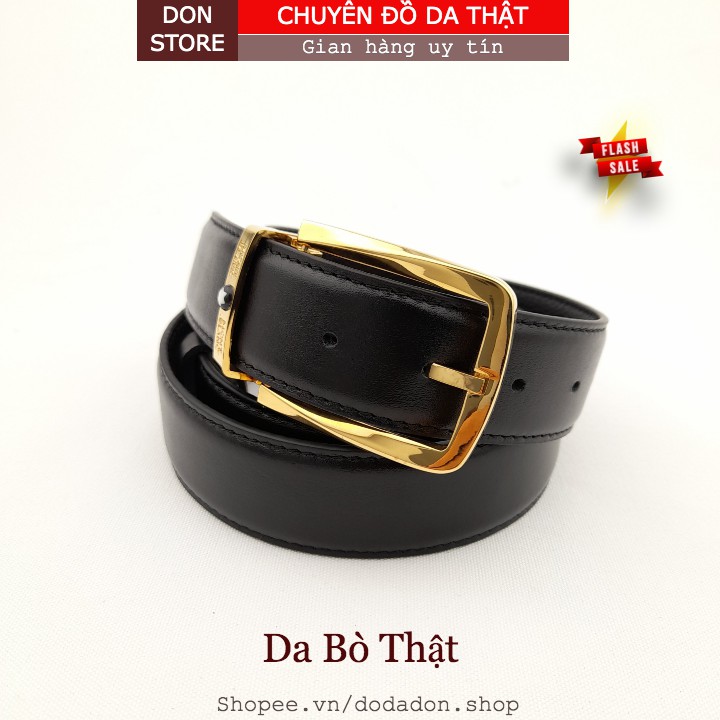 Dậy Nịt Nam Mont Da Bò Thật May Viền 3 Lớp Cao Cấp Bản Dây 3.4cm ( BH 12 THÁNG )