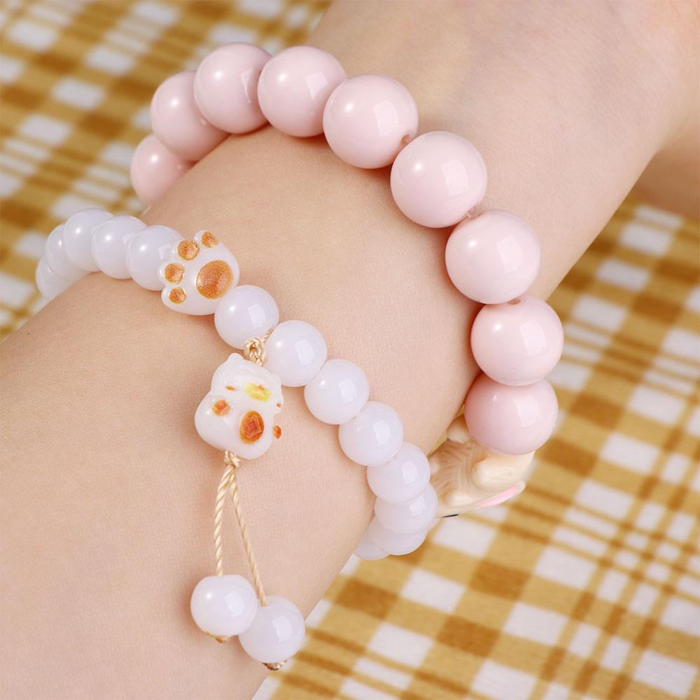 Vòng Tay Hạt Thủy Tinh Hình Móng Vuốt Thỏ Dễ Thương Ngọt Ngào Cho Nữ Sinh