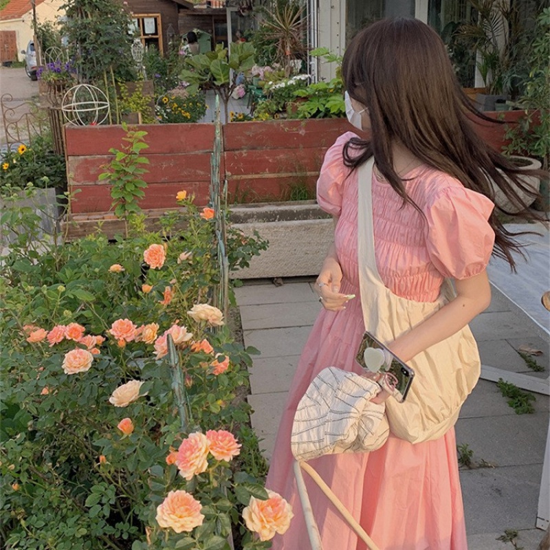 Đầm Chữ a Tay Phồng Ôm Eo Thời Trang Mùa Hè Dành Cho Nữ 2022