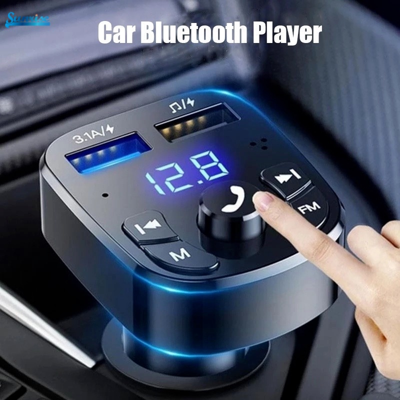 Máy nghe nhạc bluetooth 5.0 FM hỗ trợ gọi rảnh tay sạc nhanh hai cổng USB cho xe hơi