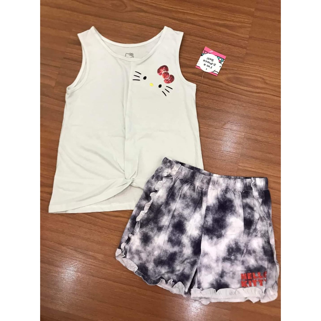 Bộ cộc tay bé gái Hello Kitty chất cotton hàng siêu đẹp size 10-40kg