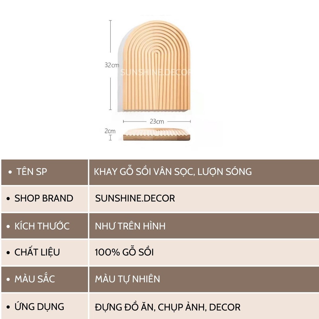 Khay gỗ vân sọc lượn sóng trang trí decor phong cách Hàn Quốc(gỗ sồi)