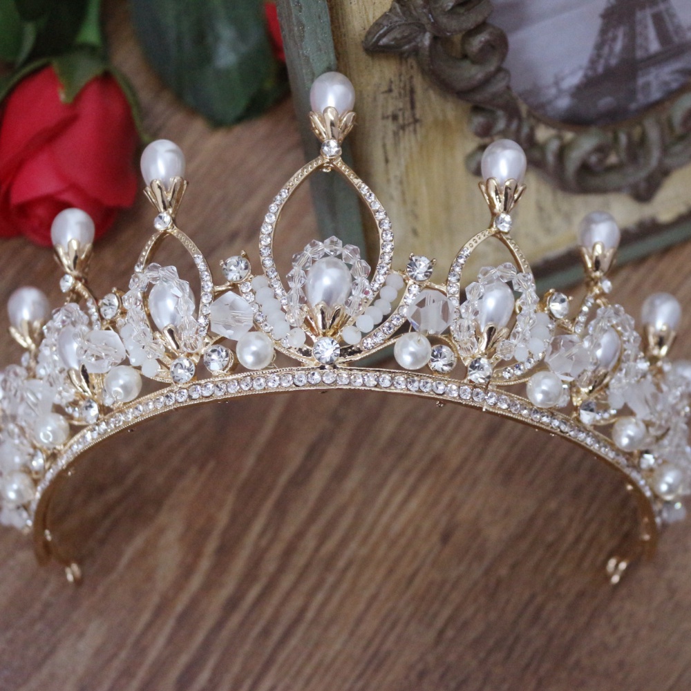 Vương Miện Cô Dâu Đính Ngọc Trai Sang Trọng