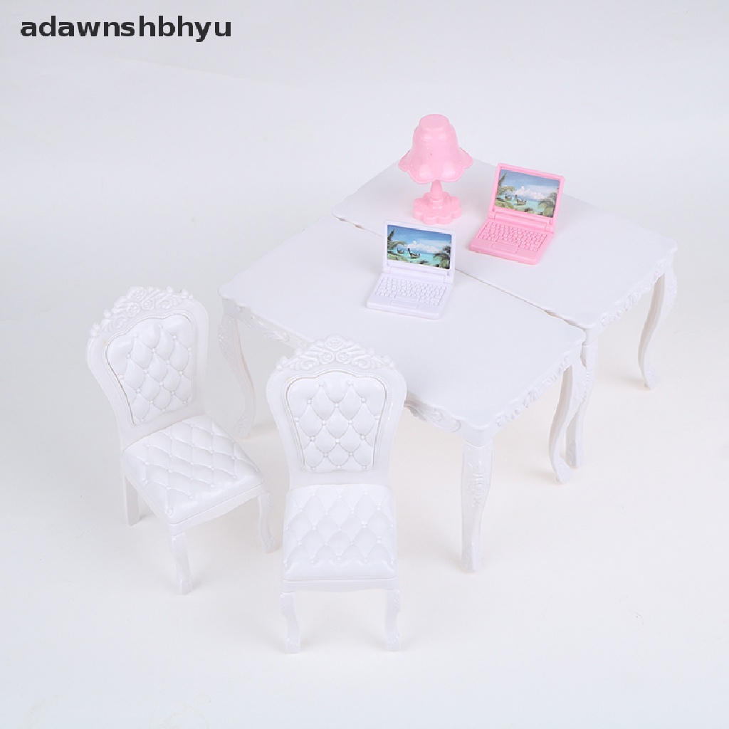 [adawnshbhyu] Doll House 1:6 Table Chair Computer Office Desk Chair With Computer Desk  Lamp [adawnshbhyu]