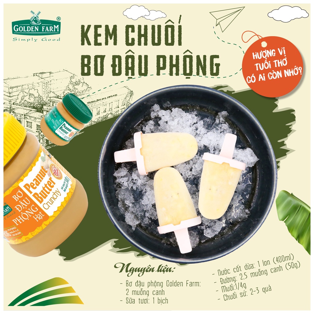 Bơ Đậu Phộng Mịn/Hạt Golden Farm Đủ Size Chính Hãng - Đậu Phộng Nguyên Chất