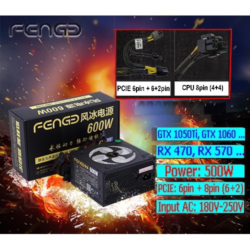 Nguồn máy tính FENGE 500W và NAK Plus 550W công suất thực