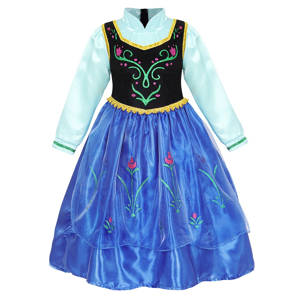 Cute Princess Anna Dress in Cartoon for Baby with Cloak For Chrismas Halloween Birthday Party Cosplay Gift