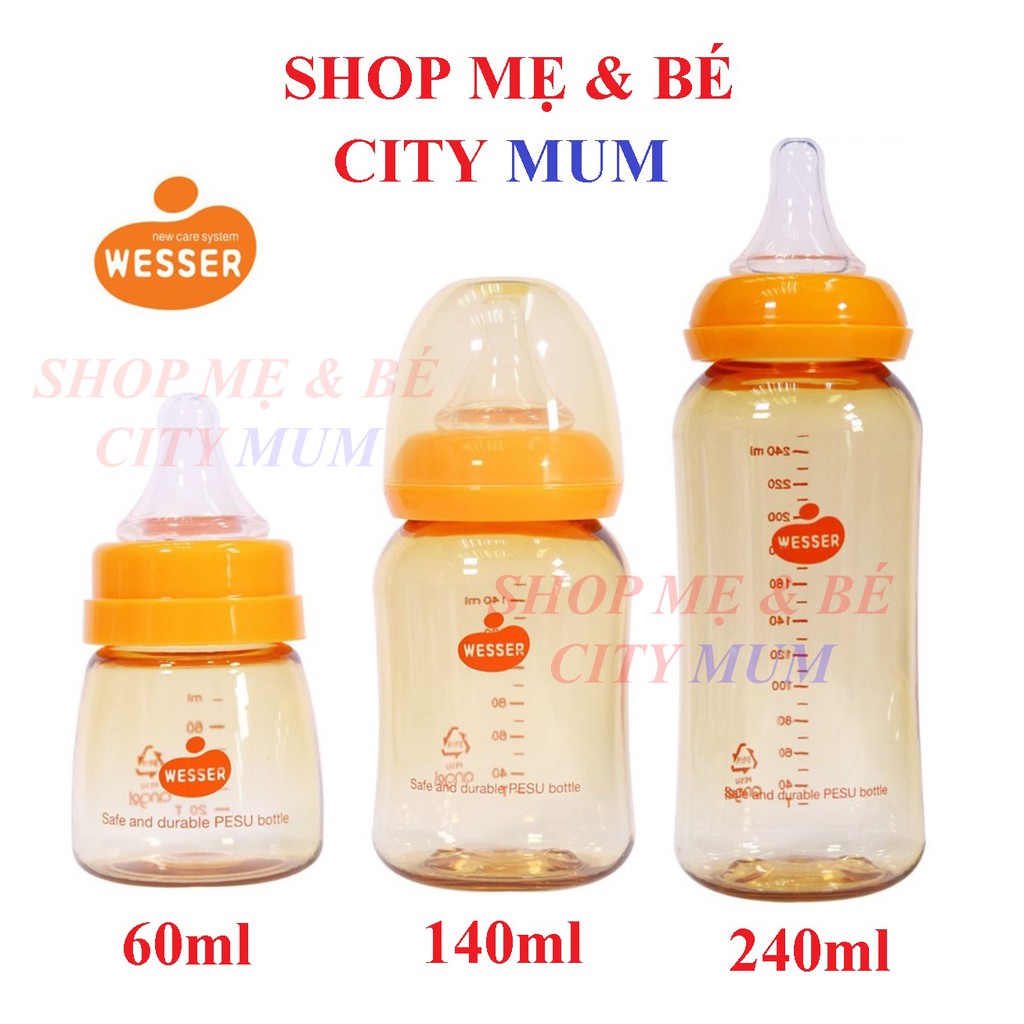 COMBO 3 BÌNH SỮA WESSER PEPSU CAO CẤP 60ML+140ML + 240ML