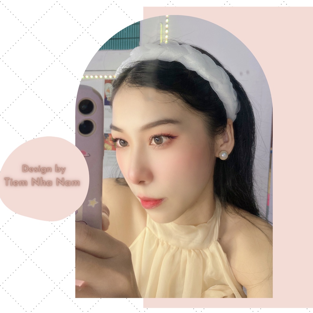 BỜM / CÀI TÓC TẾT BÍM VOAN NHĂN XINH XẮN - [ Nhà Nấm handmade ]
