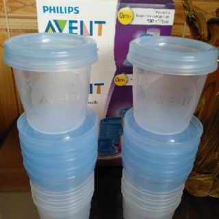 Cốc trữ sữa Avent (bộ 10 cốc và 2 cổ nối)
