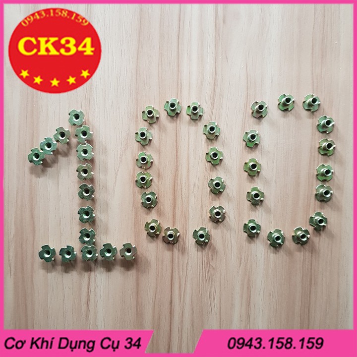 Tán chấu m6. Tán chấu đóng gỗ phi 6 túi 100 con đai ốc chấu bắt gỗ, tán hoa mai