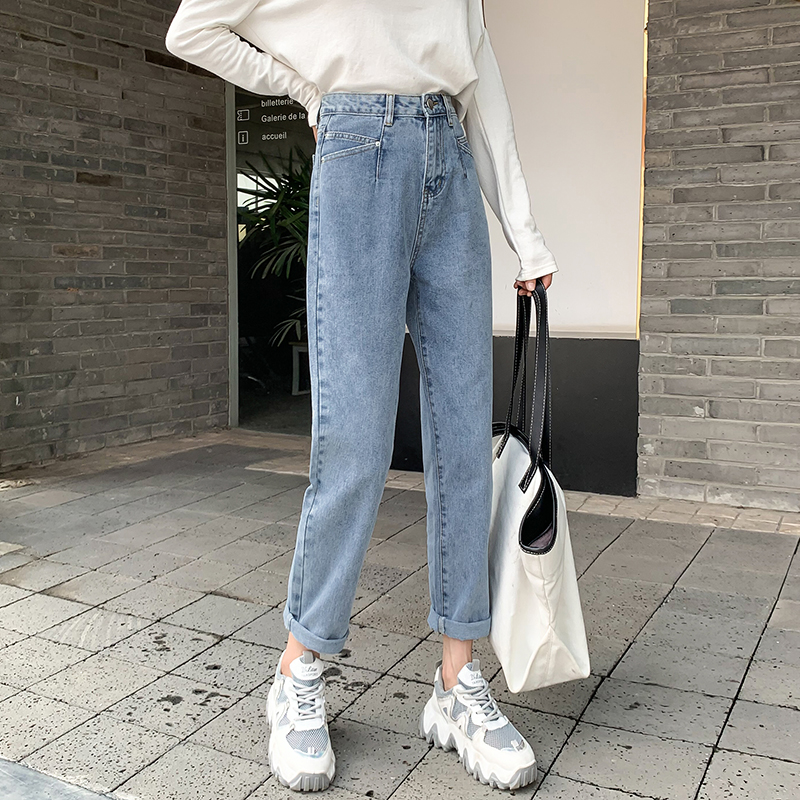 Quần Jean Dài Ống Rộng Lưng Cao Cá Tính Độc Đáo Cho Nữ
