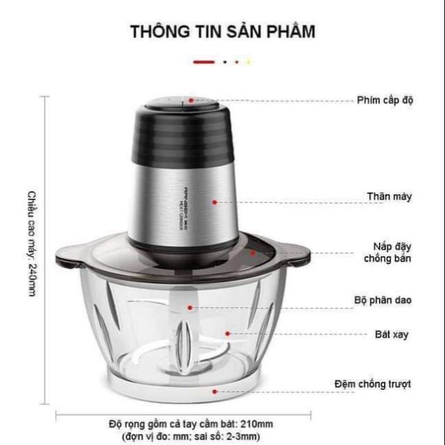 Máy xay thịt đa năng Ranbem Model 224A 300W