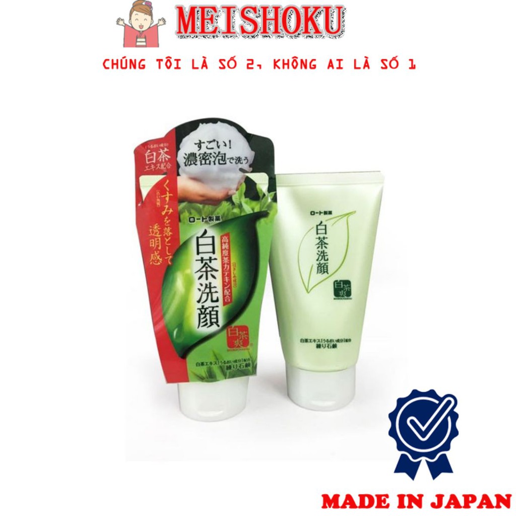 Sữa rửa mặt trà xanh Rohto Shirochasou Green Tea Foam 120g hàng Nhật Tokutokuya