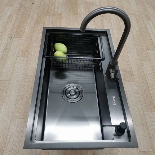 Chậu rửa bát 1 hố GRÜNDER HÀNG CHÍNH HÃNG CAO CẤP Bầu rác to đại 140mm thoát nước nhanh