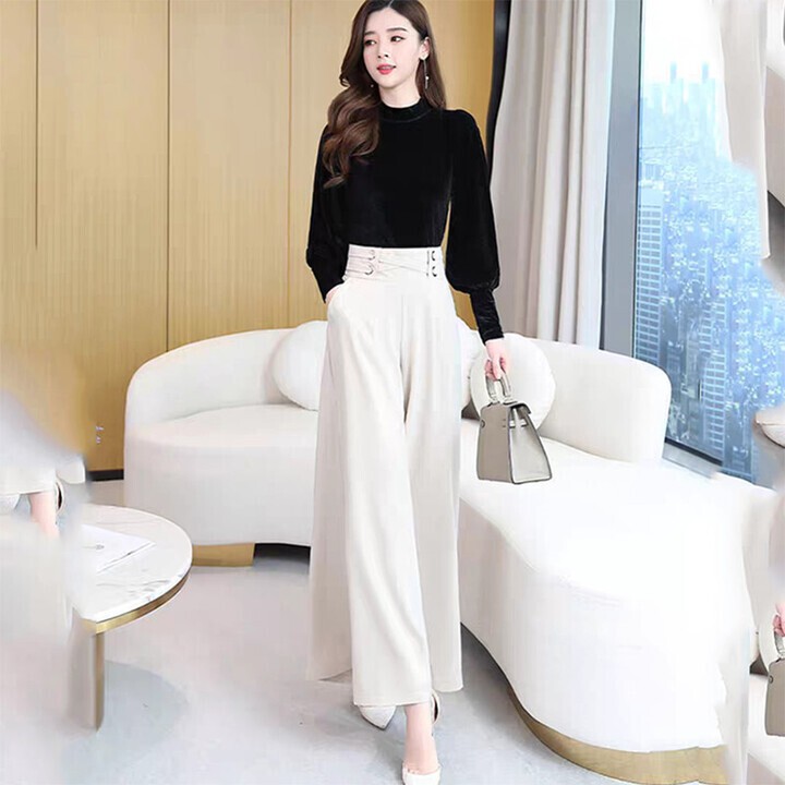 Quần ống suông cạp cao che khuyết điểm cho chị em văn phòng công sở LN01 | BigBuy360 - bigbuy360.vn