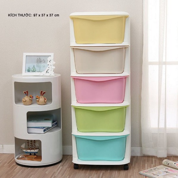 ⚡Tủ Nhựa 5 tầng có bánh xe - nhựa -Việt Nhật