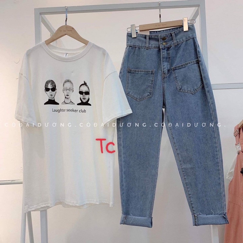 Quần baggy cạp cao 2 cúc túi trước TC6