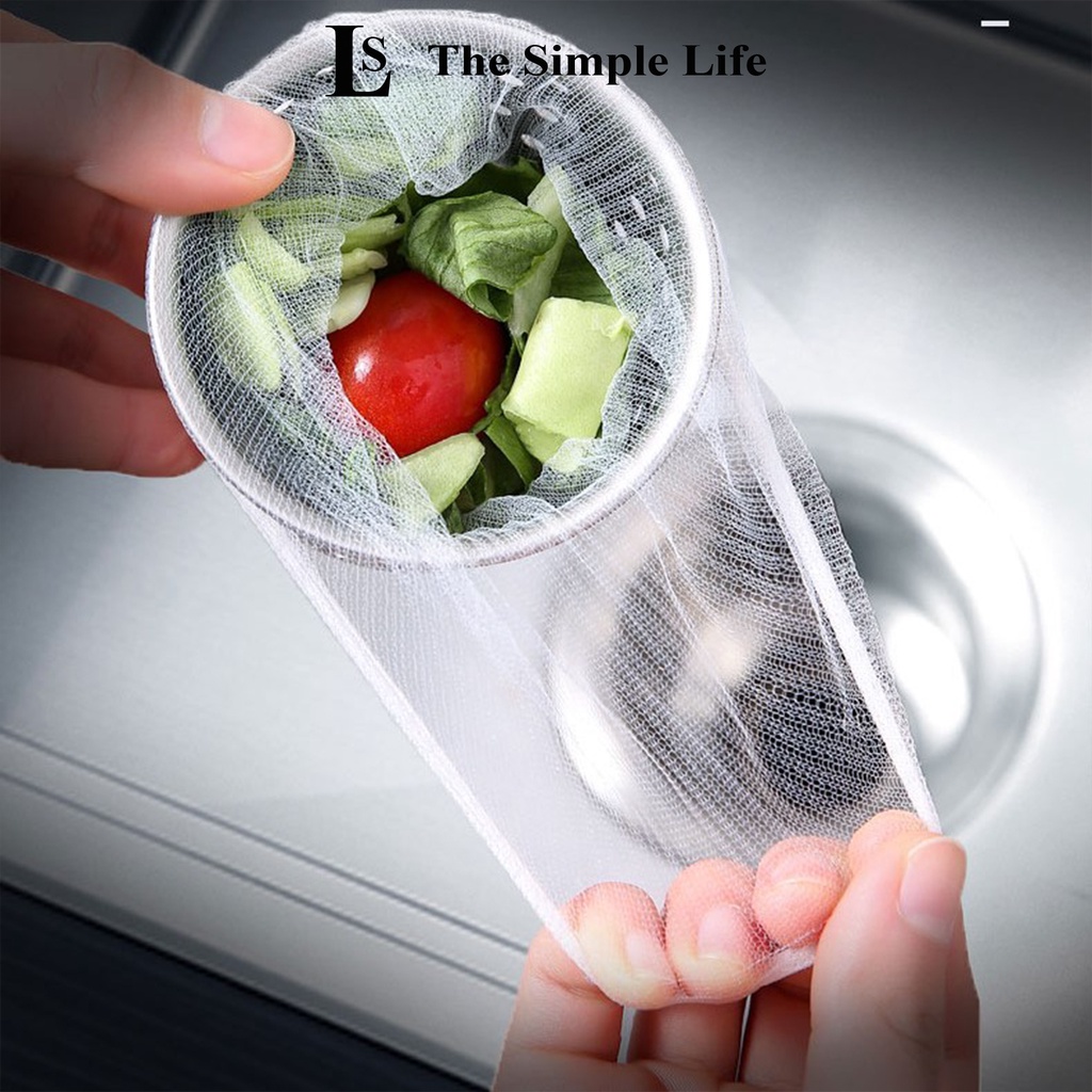 Túi lọc rác bồn rửa chén, combo 50 túi lưới lọc cặn thức ăn bồn rửa chén, bát có dây chun co giãn tiện dụng