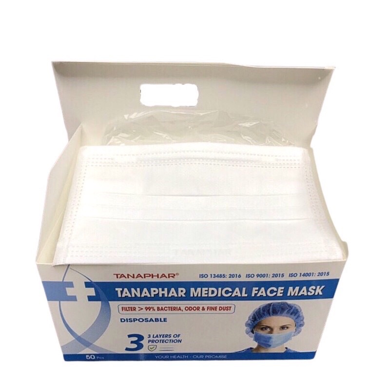 Hộp 50 cái khẩu trang y tế TANAPHAR-Khẩu trang 3 lớp