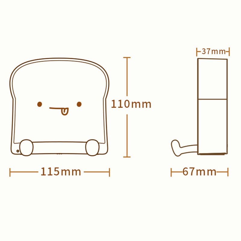 Đèn Ngủ LED Hình Bánh Mì Nướng Thông Minh Chạy Pin Có Thể Sạc Lại Và Hẹn Giờ