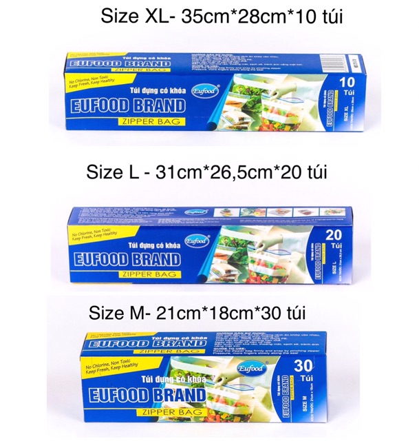 Túi Zipper 3 Size Tiêu Chuẩn - Hiệu EU Food