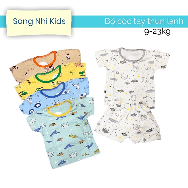 Bộ cộc tay thun lạnh 5 màu cho bé 9-23kg