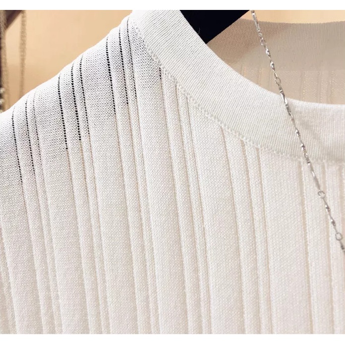 Áo len hè cổ tròn tay hến cho nữ