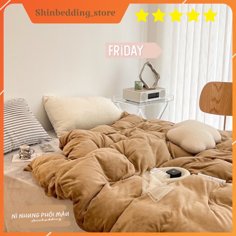 Set Bộ Vỏ Nỉ Nhung Sữa Mềm Mịn Cho Mùa Đông Ấm Áp _ shinbedding