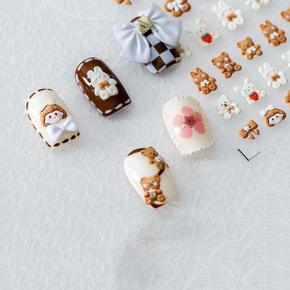 Miếng Dán Trang Trí Móng Tay Hình Gấu Dễ Thương Xinh Xắn