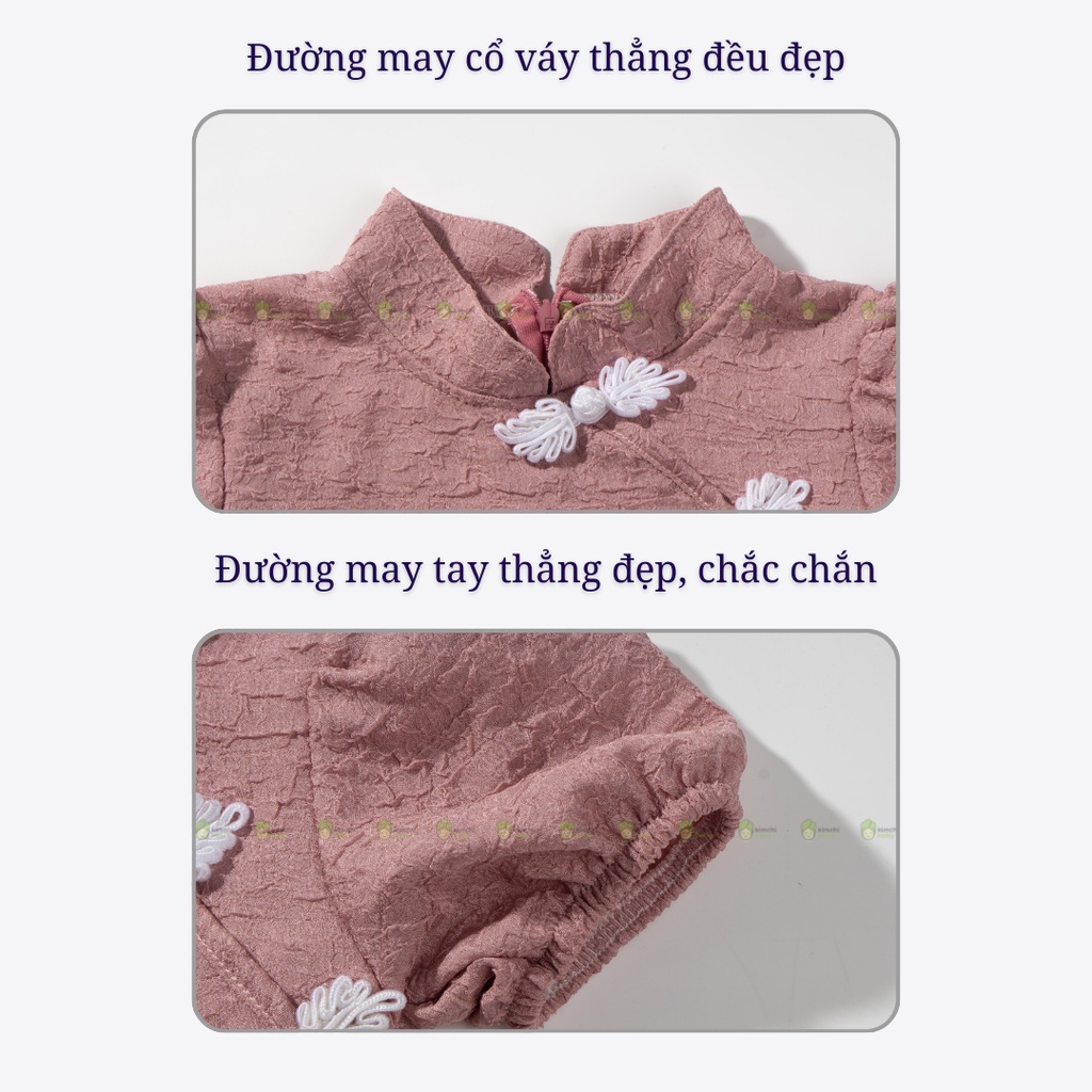[VÁY MẶC TẾT] Váy Sườn Xám Bé Gái Đính Cúc Ngực Kèm Túi Cực Xinh, Váy Cho Bé Mặc Đi Chơi CK45