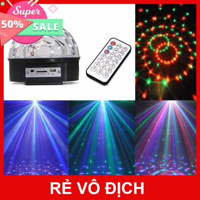 ĐÈN LED TRANG TRÍ SÂN KHẤU CẦU XOAY CẢM BIẾN NHẠC + REMOTE ( MODEL M6) CHÍNH HÃNG - MIỄN PHÍ VẬN CHUYỂN