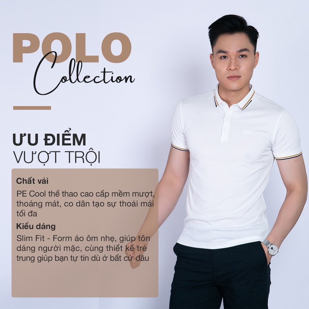 Áo Polo Nam Cá Sấu Santino Form Chuẩn Phối Bo Cổ Vàng Co Giãn Chống Nhăn E002