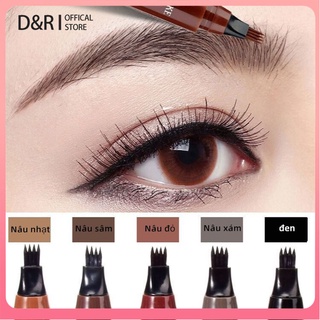 Bút Kẻ Chân Mày 4D Đầu Chia 4 Ngạnh Màu Nâu Trang Điểm Tự Nhiên Lâu Trôi Kháng Nước