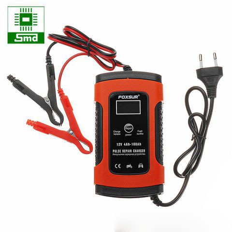 Bô sạc Acquy 12V 5A cho bình từ 4-100Ah FOXSUR hiển thị LCD  tự ngắt khi đầy chức năng bảo dưỡng phục hồi ắc quy