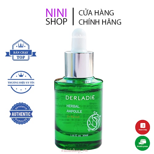 Tinh chất tràm trà thảo dược giảm mụn sau 14 ngày Derladie Herbal Ampoule For Blemish 30ml - ninishop