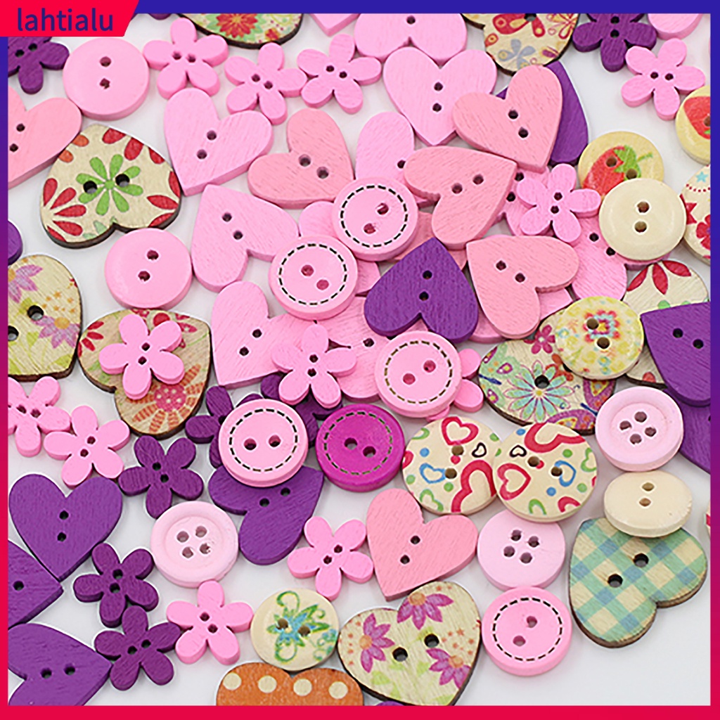 Cúc Áo Bằng Gỗ In Hình Hoa Phong Cách Dành Cho May Vá