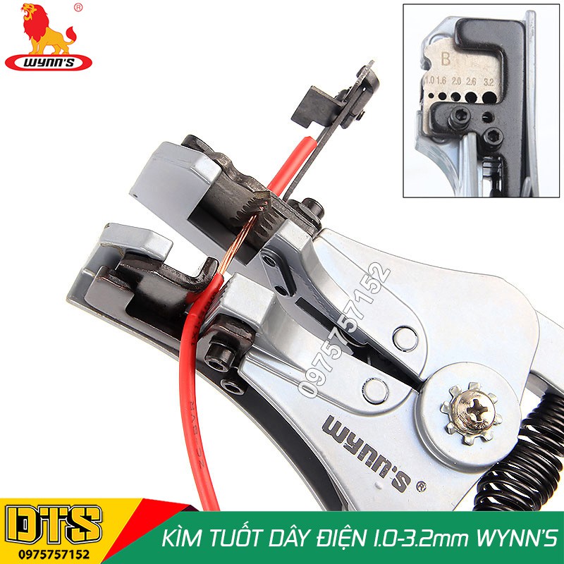 Kìm tuốt dây điện tiêu chuẩn tự động WYNN'S 1.0 – 3.2mm, kìm tách tuốt vỏ dây điện nhanh, thiết kế tối ưu, chính xác cao