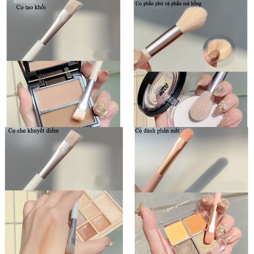 Set 8 Cọ Trang Điểm Lông Mềm Kèm Túi Zip